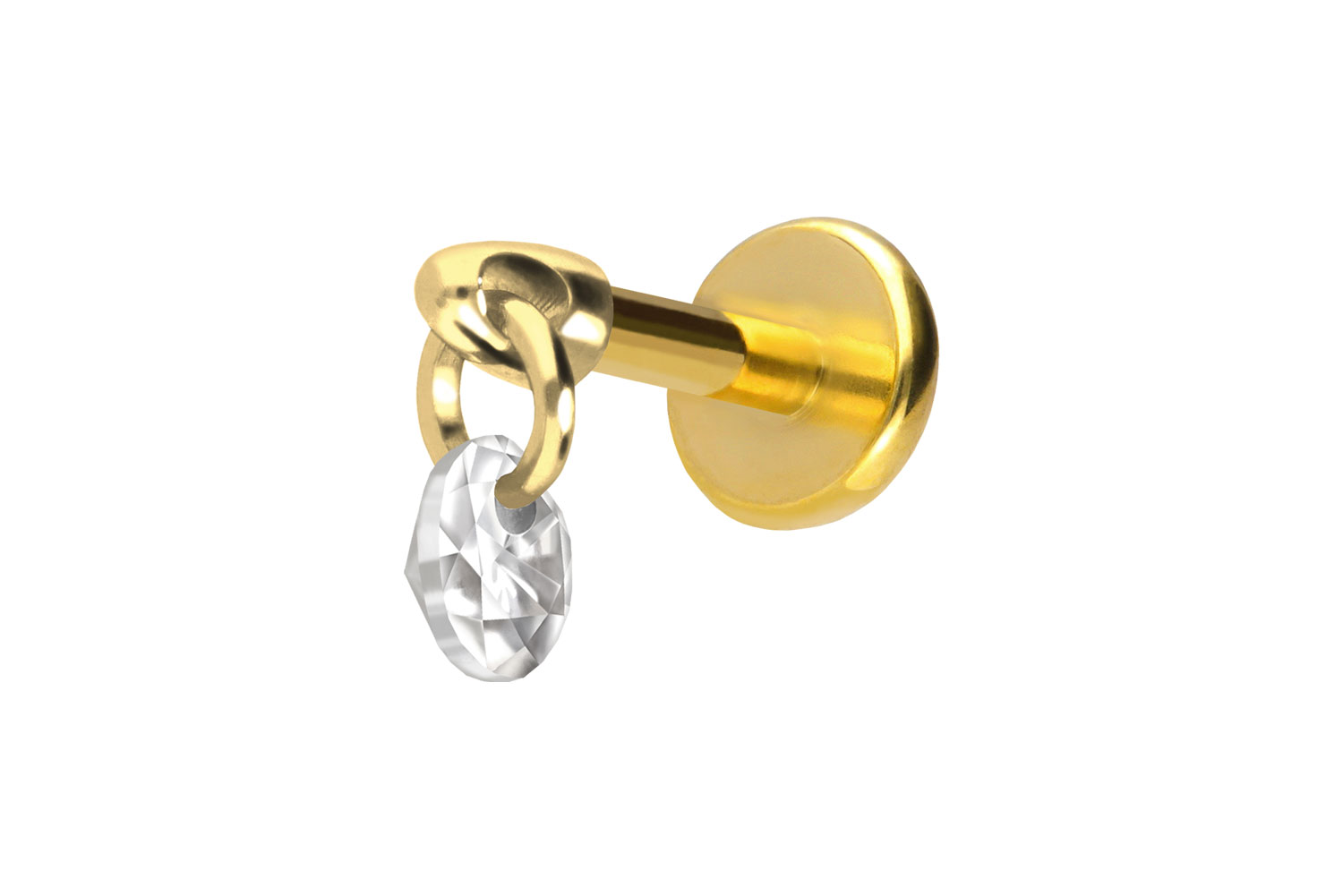 Titan Labret Piercing mit Push Fit RUNDER KRISTALL